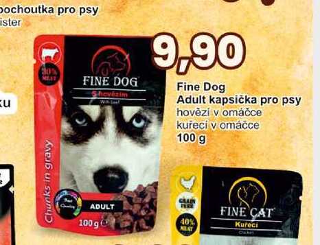 Fine Dog Adult kapsička pro psy hovězí v omáčce kuřecí v omáčce 100 g 