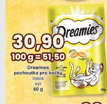 Dreamies pochoutka pro kočky losos sýr 60 g 