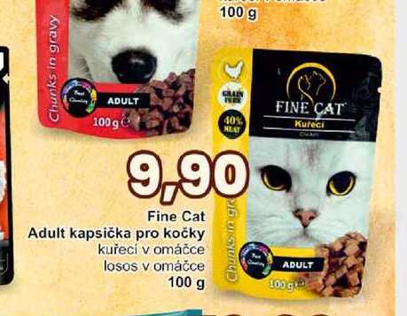 Fine Cat Adult kapsička pro kočky kuřecí v omáčce losos v omáčce 100 g 