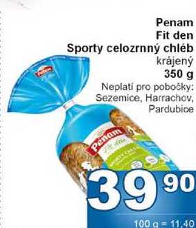 Penam Fit den Sporty celozrnný chléb krájený 350 g 