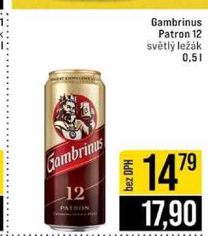 Gambrinus Patron 12 světlý ležák plech 0,5 l