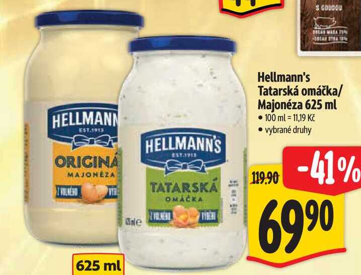  Hellmann's Tatarská omáčka/ Majonéza 625 ml  