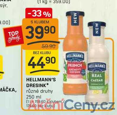 HELLMANN'S DRESINK různé druhy 250 ml