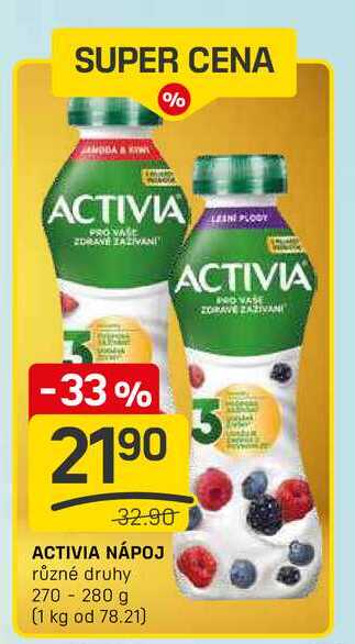 ACTIVIA NÁPOJ různé druhy 270 - 280 g 