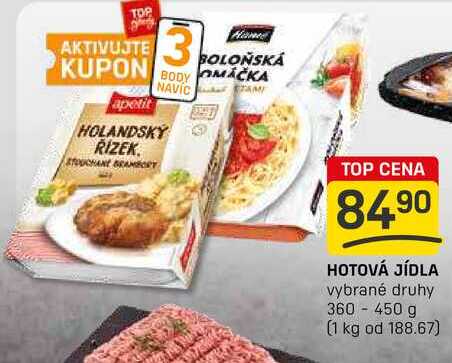HOTOVÁ JÍDLA vybrané druhy 360-450 g 