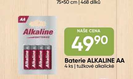 Baterie ALKALINE AA 4 ks, tužkové alkalické 