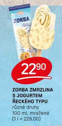 ZORBA ZMRZLINA S JOGURTEM ŘECKÉHO TYPU různé druhy 100 ml, mražené 