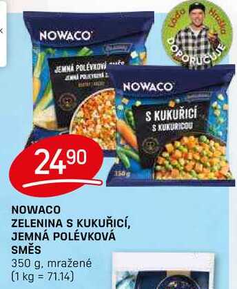 NOWACO ZELENINA S KUKUŘICÍ, JEMNÁ POLÉVKOVÁ SMĚS 350 g, mražené 