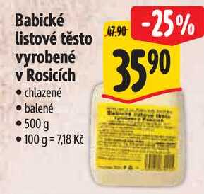 Babické listové těsto vyrobené v Rosicích, 500 g