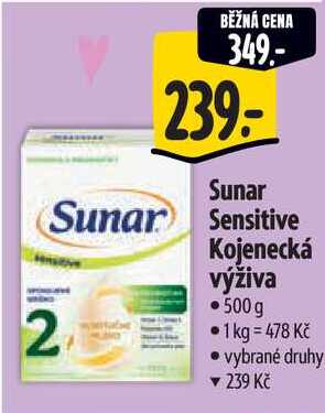 Sunar Sensitive 2 Kojenecká výživa, 500 g