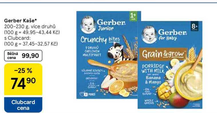 Gerber Kaše, 200-230 g, více druhů 