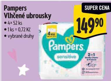 Pampers Vlhčené ubrousky, 4x 52 ks 