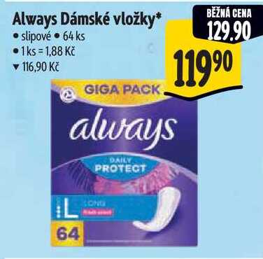 Always Dámské vložky, 64 ks