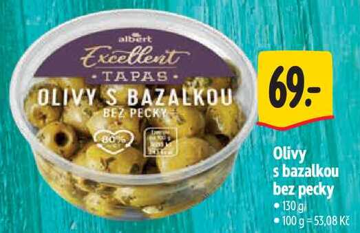 Olivy s bazalkou bez pecky, 130 g