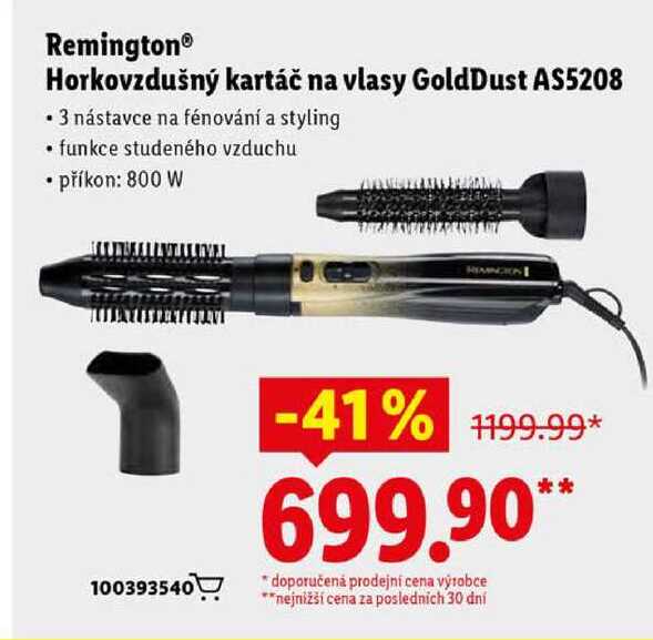 Remington Horkovzdušný kartáč na vlasy GoldDust AS5208 