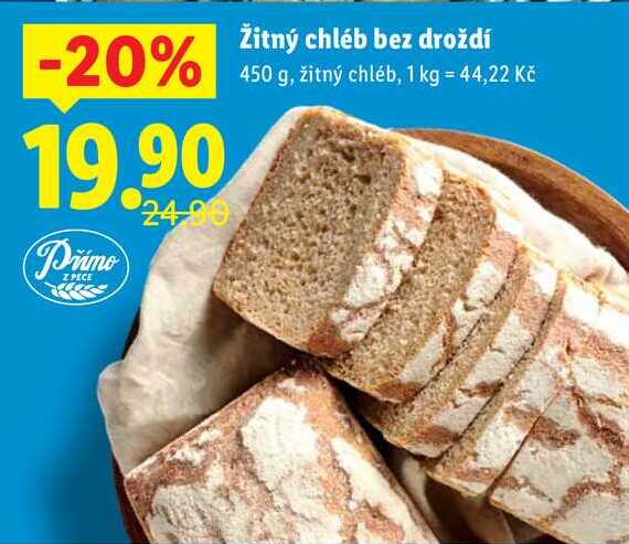 Žitný chléb bez droždí, 450 g