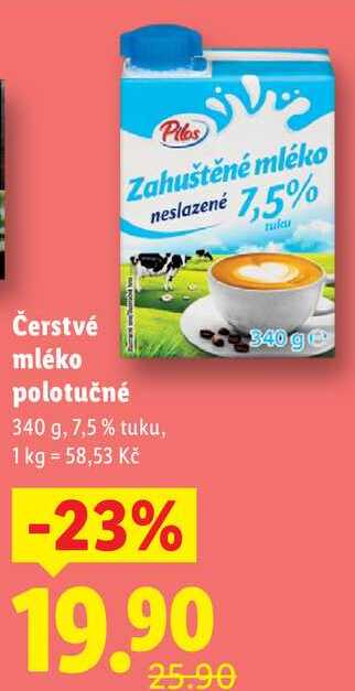 Čerstvé mléko polotučné, 340 g