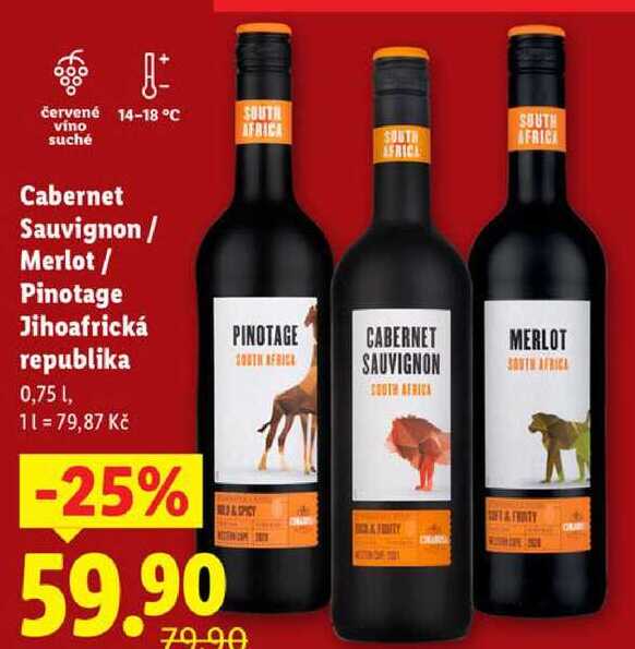 Cabernet Sauvignon/Merlot/Pinotage Jihoafrická republika, 0,75 l