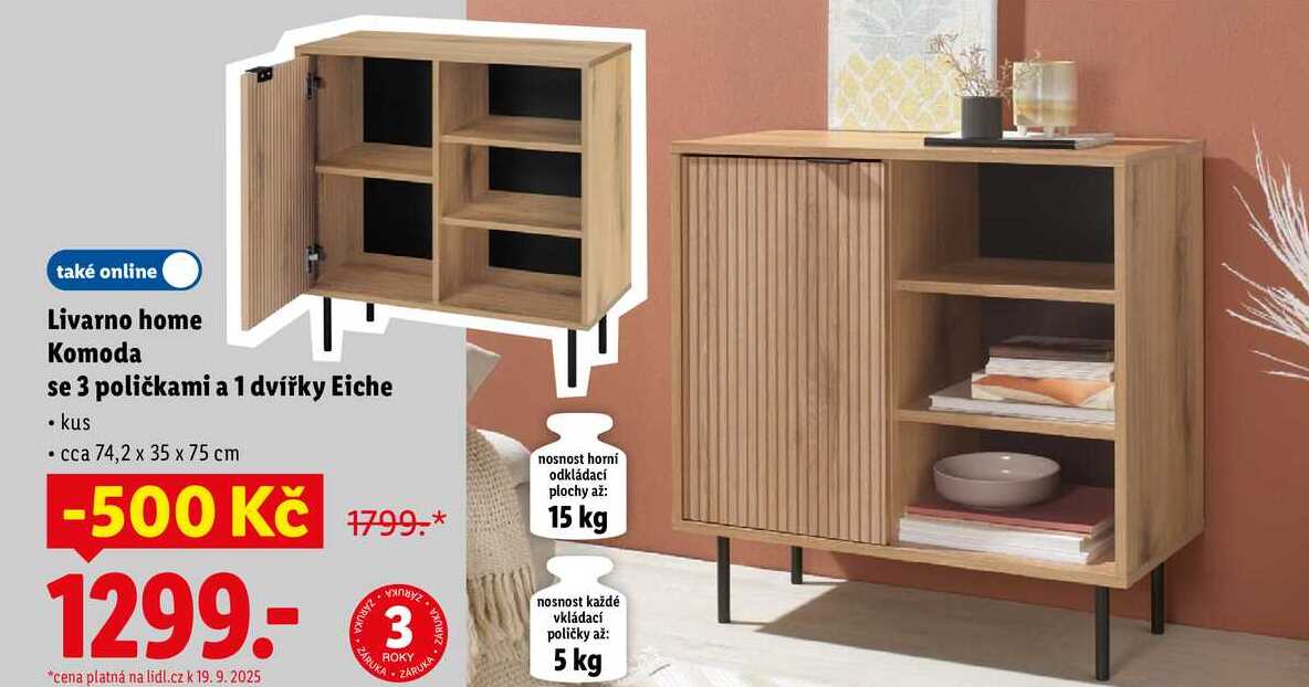 Livarno home Komoda se 3 poličkami a 1 dvířky 
