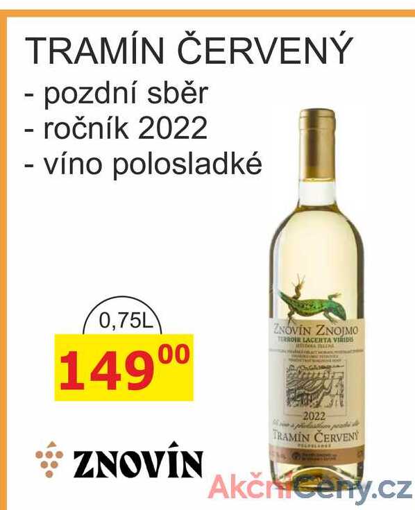 ZNOVÍN ZNOJMO TRAMÍN ČERVENÝ 0,75L 