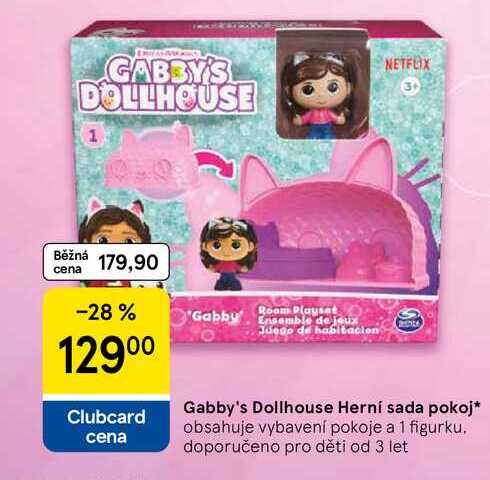 Gabby's Dollhouse Herní sada pokoj, obsahuje vybavení pokoje a 1 figurku, doporučeno pro děti od 3 let 