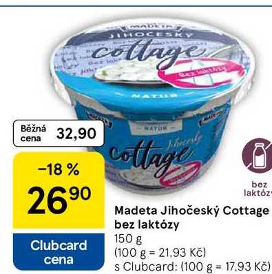 Madeta Jihočeský Cottage bez laktózy, 150 g 