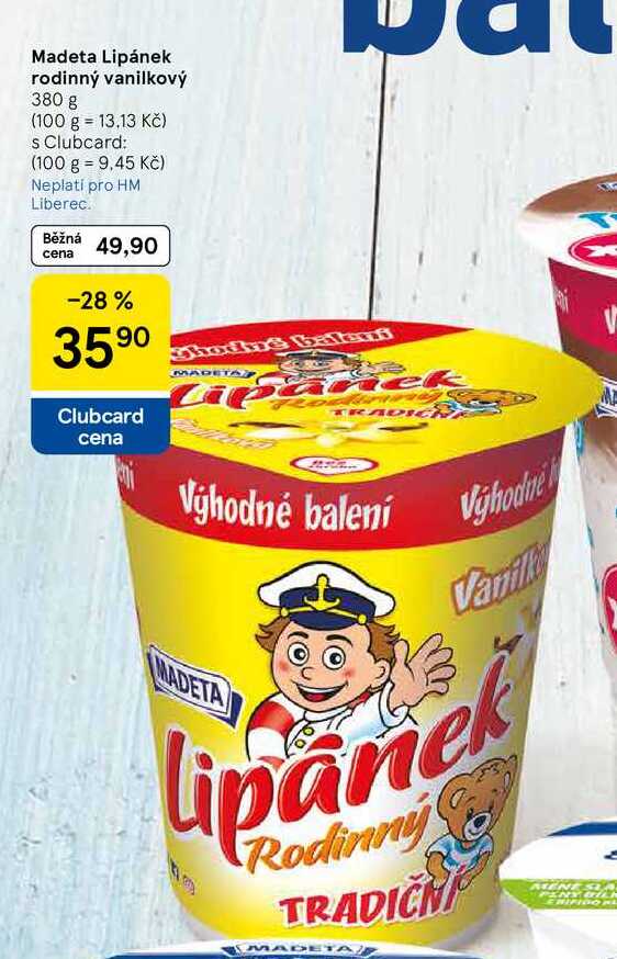 Madeta Lipánek rodinný vanilkový, 380 g  