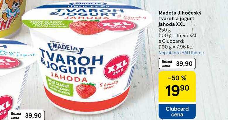 Madeta Jihočeský Tvaroh a jogurt jahoda XXL, 250 g 