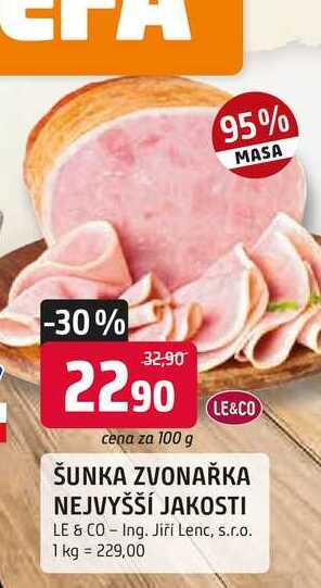Le & Co Šunka zvonařka nejvyšší jakosti 100g