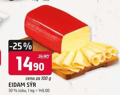 EIDAM SÝR 30% tuku, 100 g