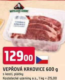 VEPŘOVÁ KRKOVICE 600 g s kosti, plátky 