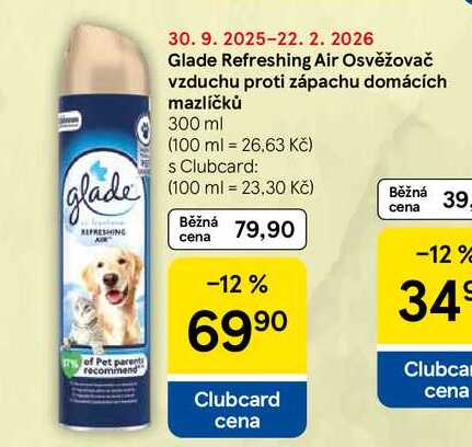 Glade Refreshing Air Osvěžovač vzduchu proti zápachu domácích mazlíčků, 300 ml 