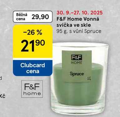 F&F Home Vonná svíčka ve skle, 95 g. s vůní Spruce 