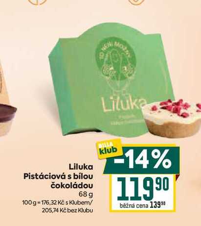 Liluka Pistáciová s bílou čokoládou 68 g 