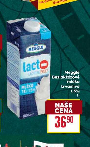 Meggle Bezlaktózové mléko trvanlivé 1,5% 1l