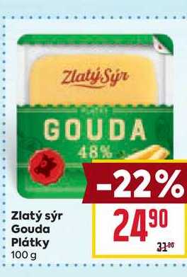 Zlatý sýr Gouda Plátky 100 g 