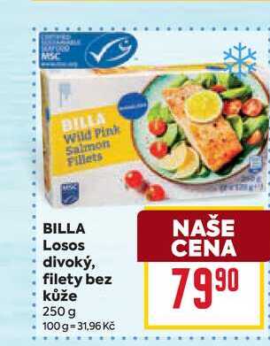BILLA Losos divoký, filety bez kůže 250 g 