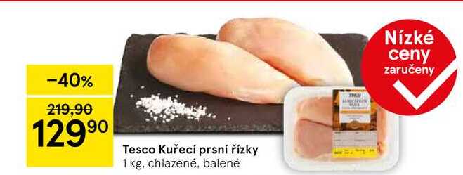 Tesco Kuřecí prsní řízky, 1 kg. chlazené, balené 