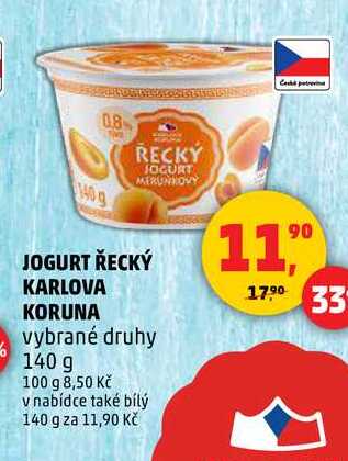 JOGURT ŘECKÝ KARLOVA KORUNA, 140 g