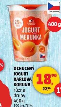 OCHUCENÝ JOGURT KARLOVA KORUNA, 400 g 