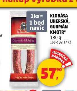 KLOBÁSA UHERSKÁ GURMÁN KMOTR, 180 g