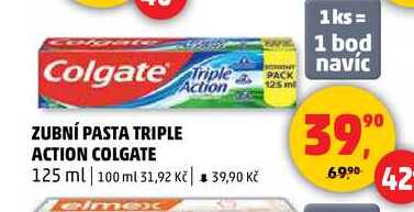 ZUBNÍ PASTA TRIPLE ACTION COLGATE, 125 ml 