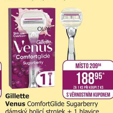 Gillette Venus Comfortglide Sugarberry dámský holicí strojek + 1 hlavice 