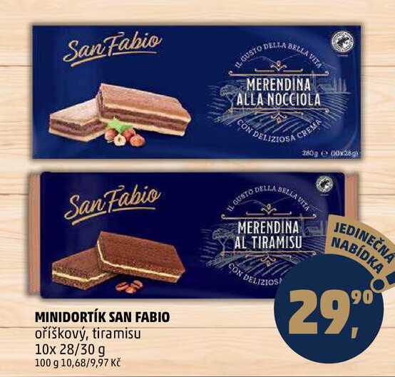 MINIDORTÍK SAN FABIO oříškový, tiramisu, 10x 28/30 g