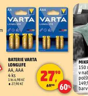 BATERIE VARTA LONGLIFE AA, AAA, 4 ks 