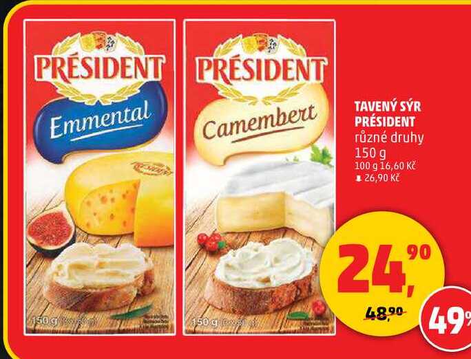 TAVENÝ SÝR PRÉSIDENT, 150 g 