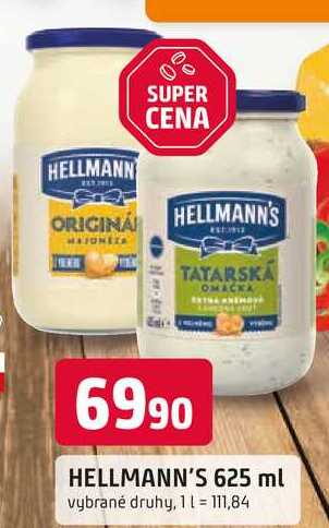 Hellmann's tatarská omáčka, majonéza 625ml, vybrané druhy