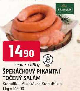 ŠPEKÁČKOVÝ PIKANTNÍ TOČENÝ SALÁM 100 g 