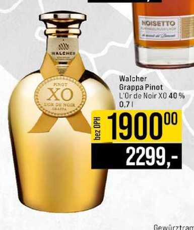 Walcher Grappa Pinot L'Or de Noir XO 40% 0,7 l