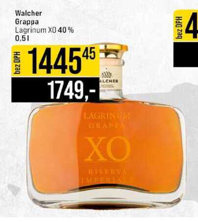 Walcher Grappa Lagrinum XO 40% 0,5 l